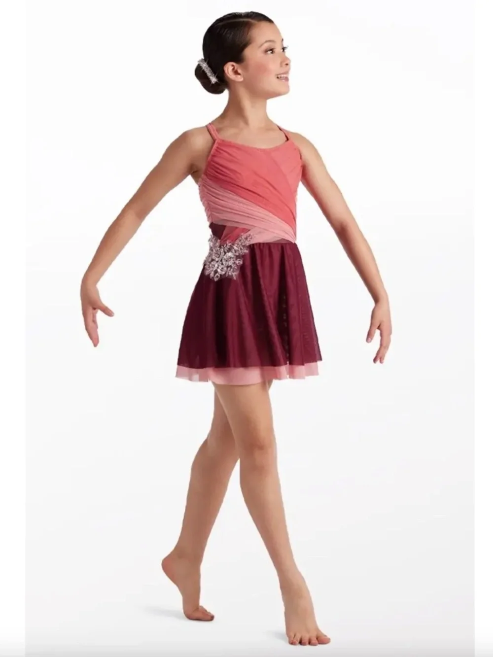 Weissman No Right To Love You Burgundy Pink Lyrical Dance Dress Size MC
